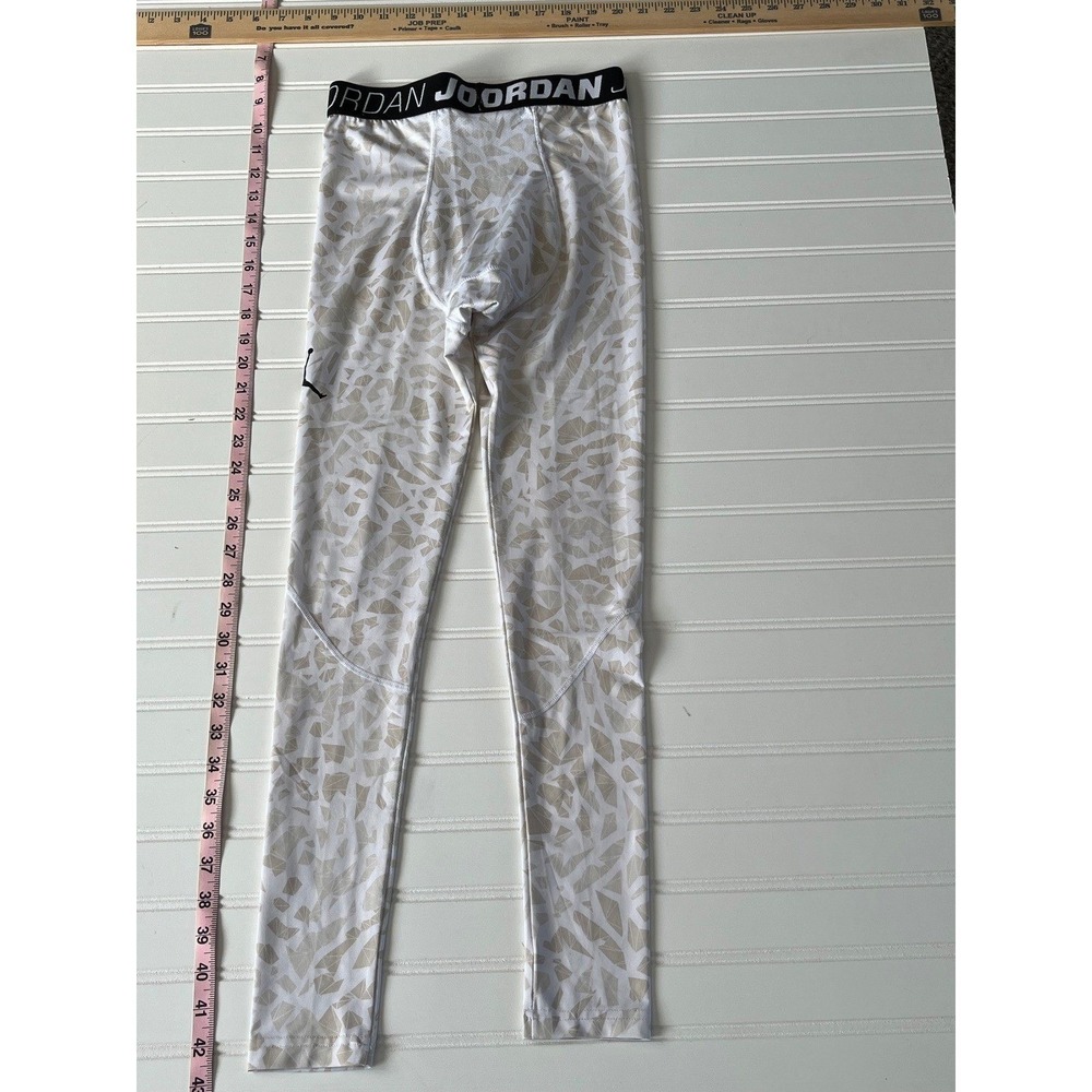 Authentic Jordan Compression Tights White Geometric Print Youth Sz L